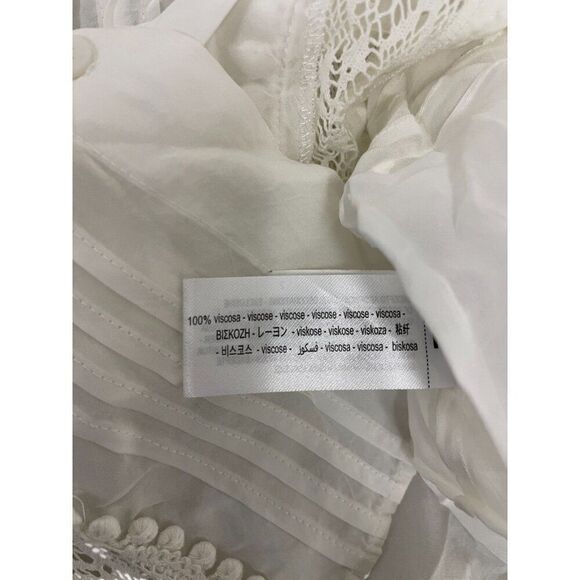 Zara Womens Button Up Shirt Size S White Lace Long Sleeve 2903/040 NWT - Picture 7 of 12